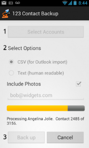 123 Contact Backup App